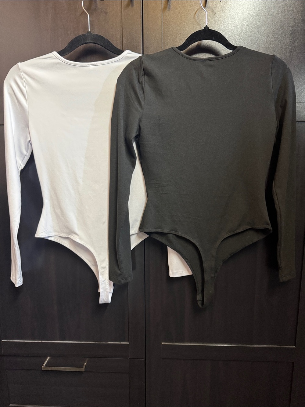 Package of 2 Long Sleeve Square Neck Bodysuit - Black and White - Picture 2 of 3